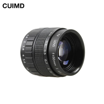 50mm F1.4 CCTV TV Movie Lens – C Mount + Macro Ring for Nikon F AI Mount SLR Cameras (D5600, D5300, D3300, D3400, D750) - ZAMAR AUDIO SOLUTIONS