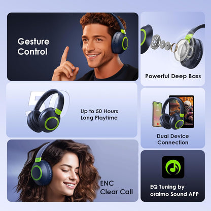 Oraimo BoomPop 2S — Wireless Over‑Ear Headphones with ENC Calls & 50‑Hour Battery, Nairobi Delivery