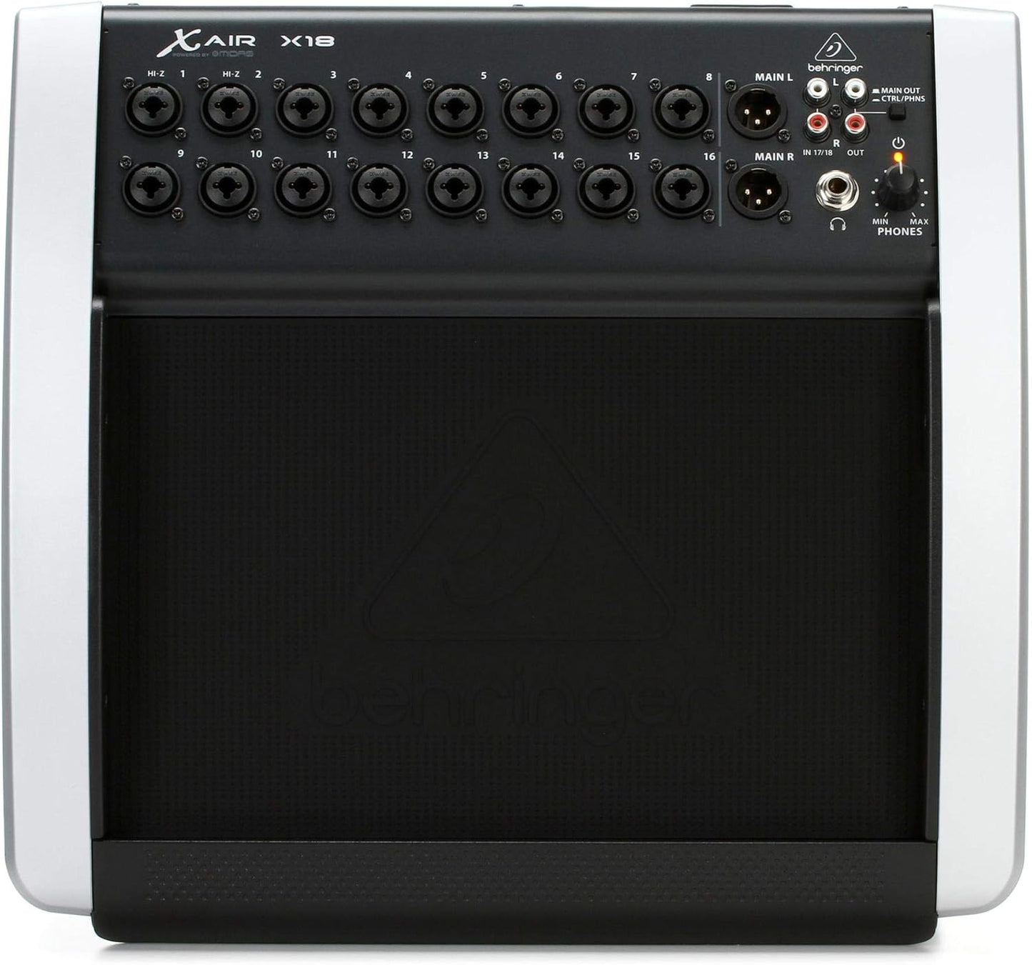 Behringer X18 front view showing input/output connectors.