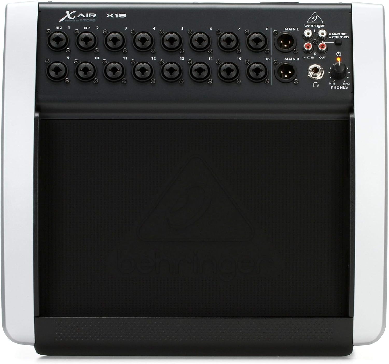 Behringer X18 front view showing input/output connectors.