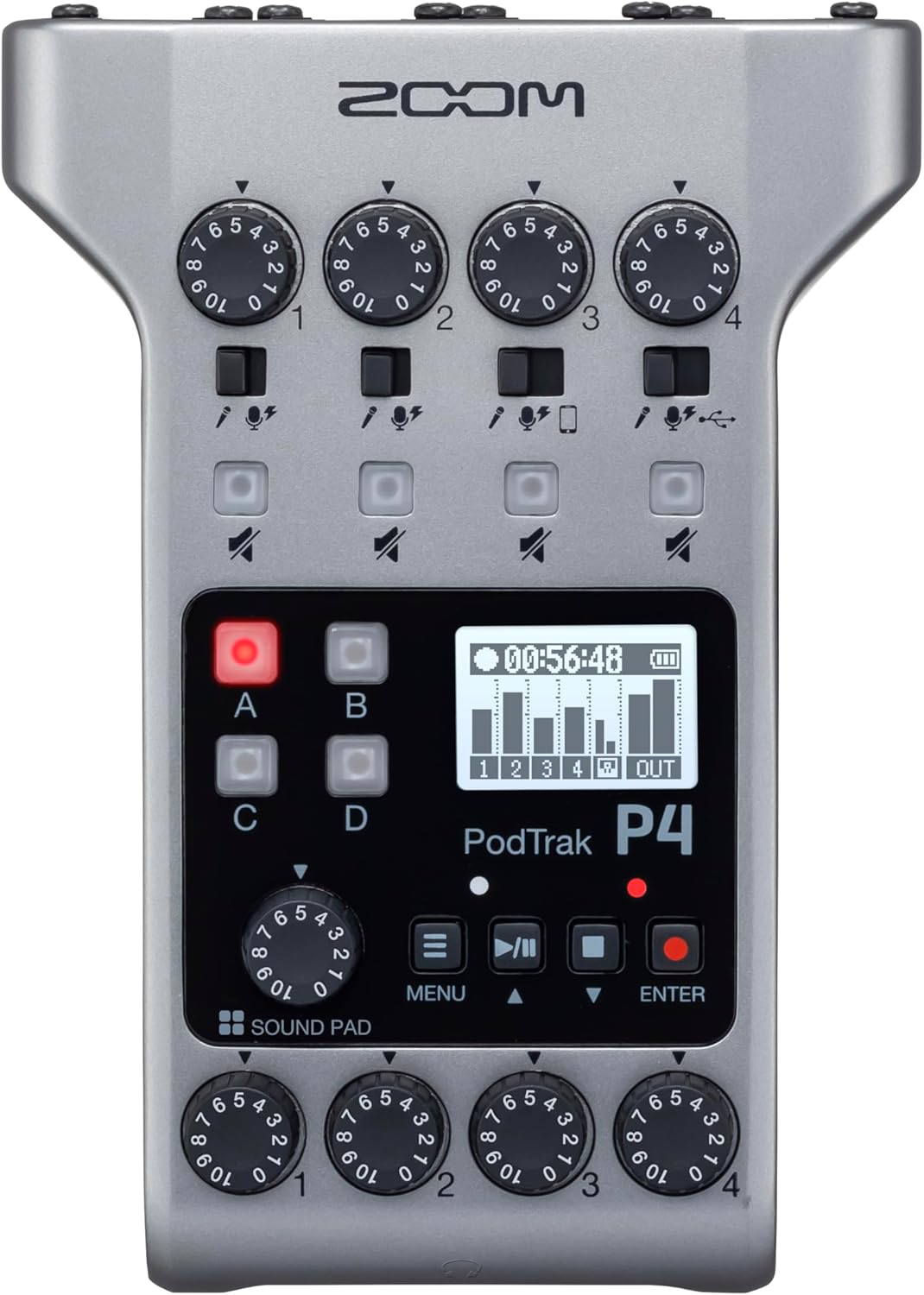 Zoom PodTrak P4 — Portable Podcast Recorder with 4 Mic Inputs & Sound Pads, Nairobi Delivery