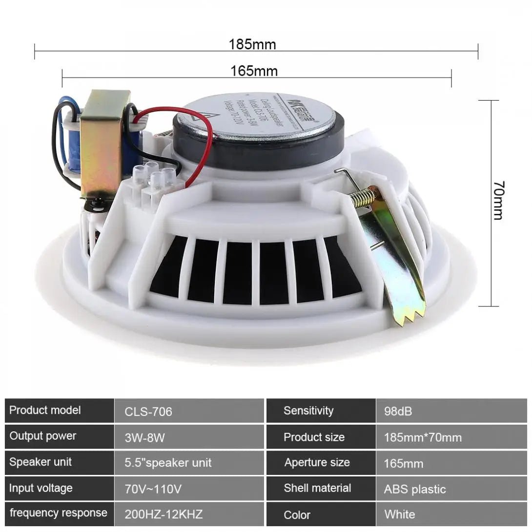 8W Wall - Mounted Ceiling Speaker CLS - 706 – 3D Stereo Background Music System for TV, Public Broadcast, and Hi - Fi Audio - ZAMAR AUDIO SOLUTIONS
