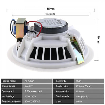 8W Wall - Mounted Ceiling Speaker CLS - 706 – 3D Stereo Background Music System for TV, Public Broadcast, and Hi - Fi Audio - ZAMAR AUDIO SOLUTIONS
