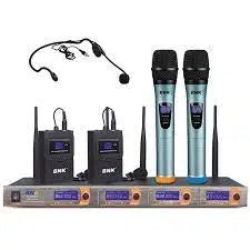 BNK BK5555HL 4-Channel VHF Wireless Microphone System (2 Handheld + 2 Headset)