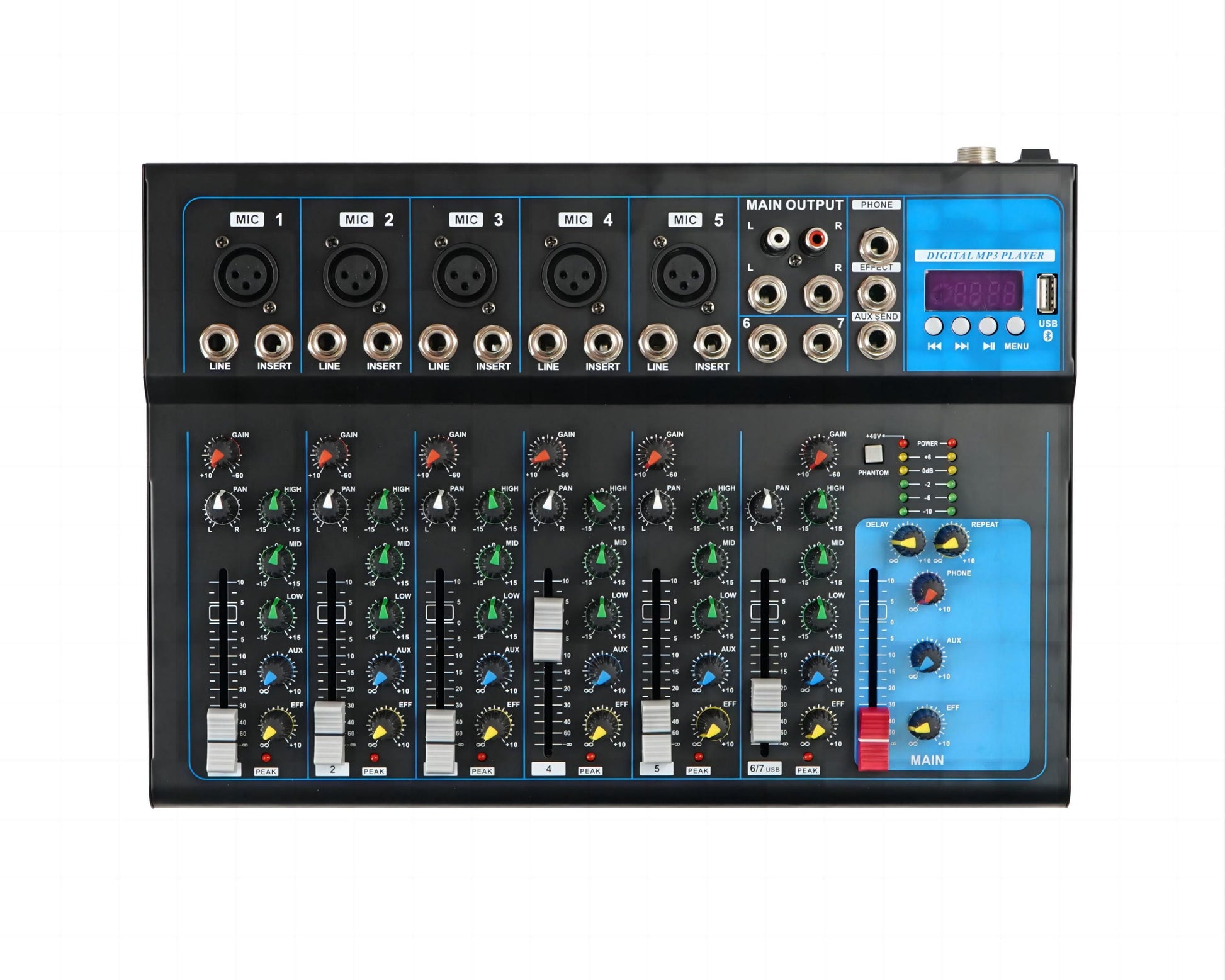 F7‑USB 7‑channel mixer with USB, Bluetooth, and built‑in effects — Kenya