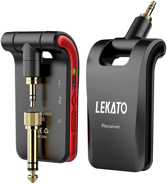 LEKATO WS-60 2.4GHz Wireless Guitar System — Transmitter + Receiver Kit