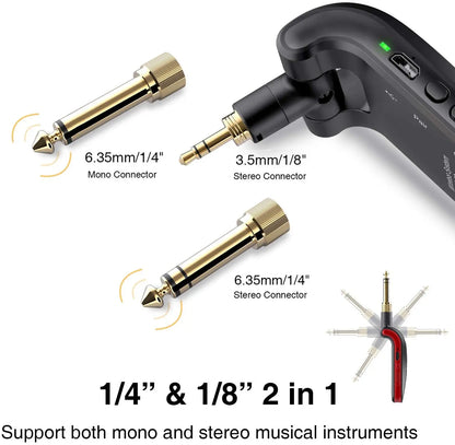 LEKATO WS-60 2.4GHz Wireless Guitar System — Transmitter + Receiver Kit