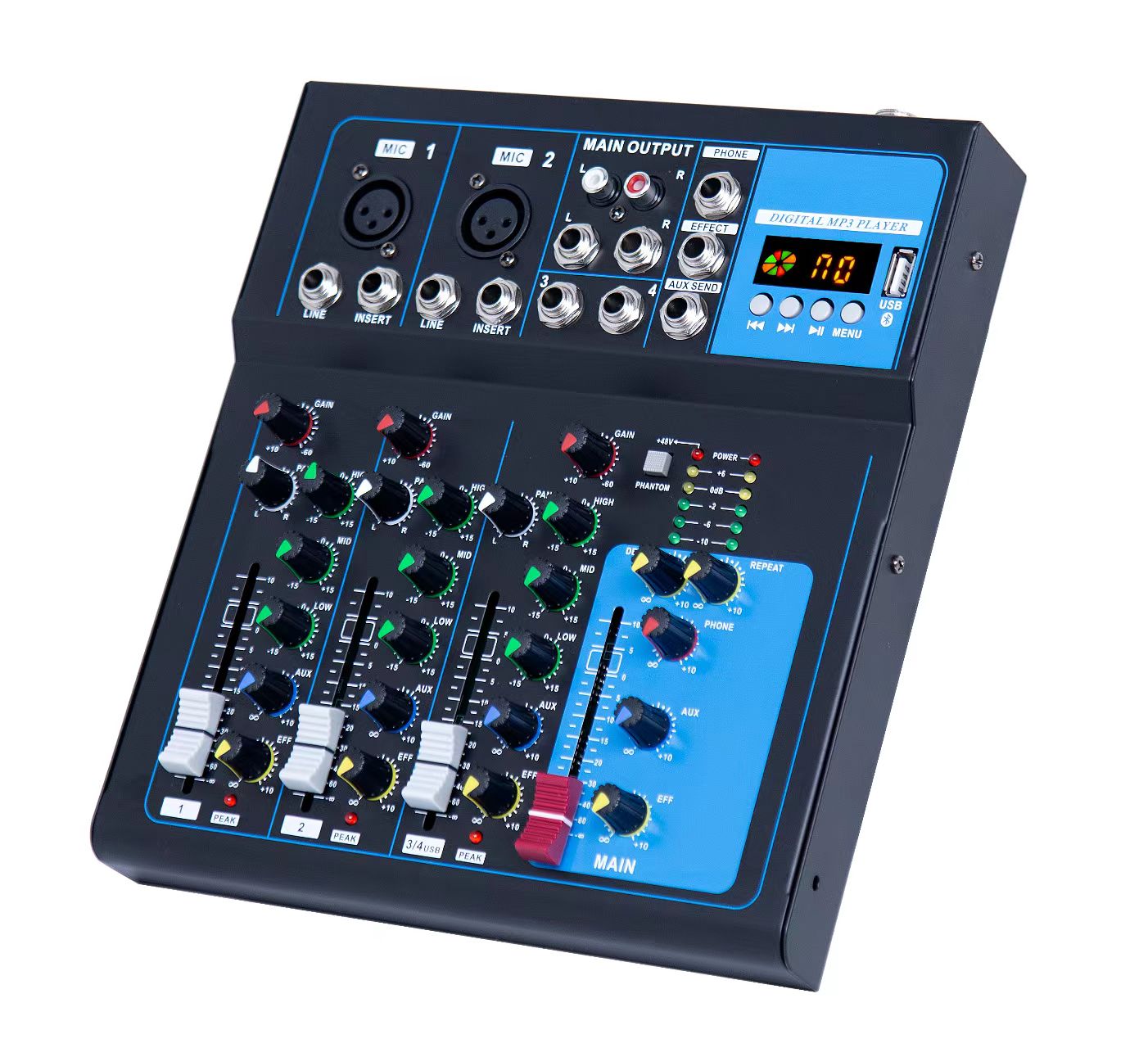 F4‑USB 4‑Channel Audio Mixer — Bluetooth, USB/MP3 Player, 3‑Band EQ, Nairobi Delivery