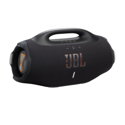 JBL Boombox 4 front view showing driver array and JBL logo.