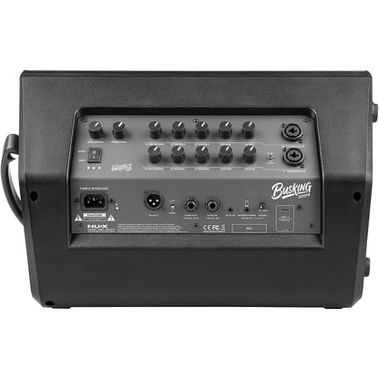 NUX Busking 200FR PA Kenya rear panel on white showing all knobs, power socket and XLR output
