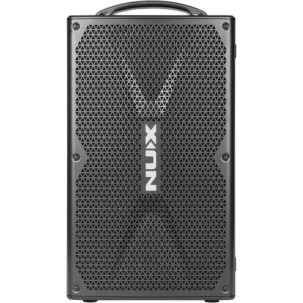 NUX Busking 200FR portable PA Kenya straight front view on white with full mesh speaker grille and NUX logo
