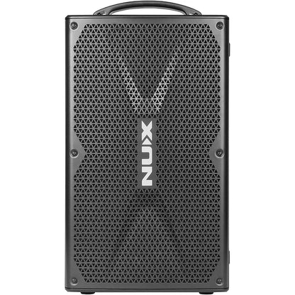 NUX Busking 200FR portable PA Kenya straight front view on white with full mesh speaker grille and NUX logo