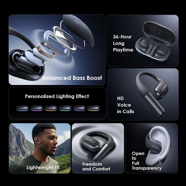 Oraimo OpenArc OPN‑675 — Open‑Ear True Wireless Earbuds, Long Playtime, Comfort Fit, Nairobi Delivery