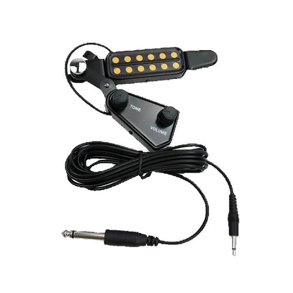 Transducer Soundhole Pickup with Tone and Volume Controller — 12‑Hole Magnetic Acoustic Guitar Pickup