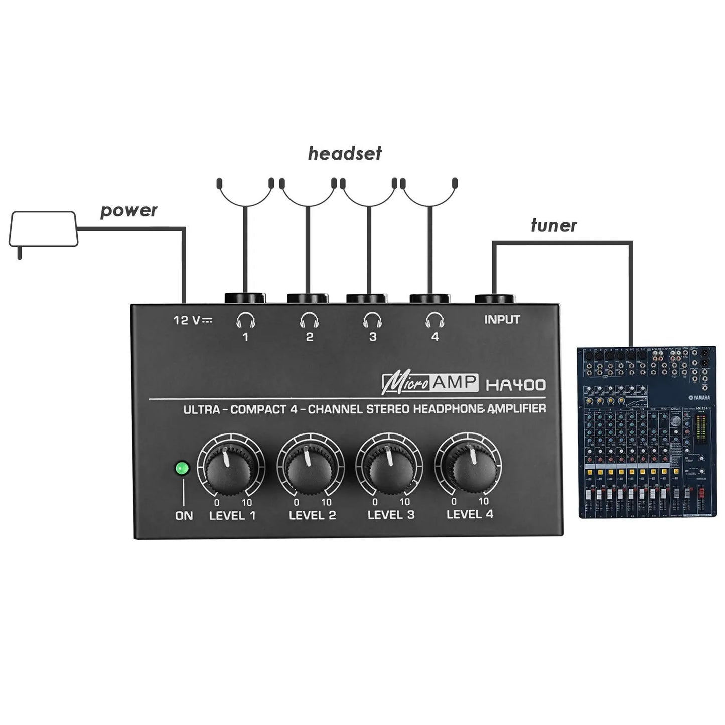 HA400 Mini 4-Channel Headphone Amplifier