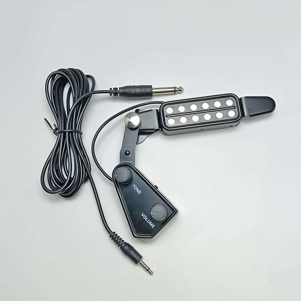 Transducer Soundhole Pickup with Tone and Volume Controller — 12‑Hole Magnetic Acoustic Guitar Pickup