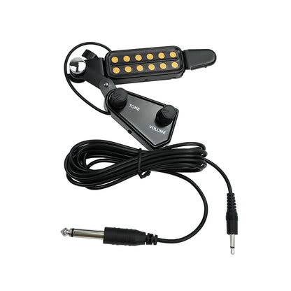 Transducer Soundhole Pickup with Tone and Volume Controller — 12‑Hole Magnetic Acoustic Guitar Pickup