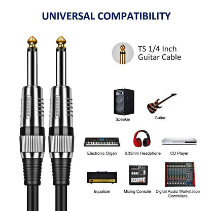 ack 6.5mm TS Guitar Cable Male To Male – 1/4 Inch Instrument Audio Cable, 6.5mm To 6.5mm Aux Cables for Electric Guitar, Mixer, AMP - ZAMAR AUDIO SOLUTIONS