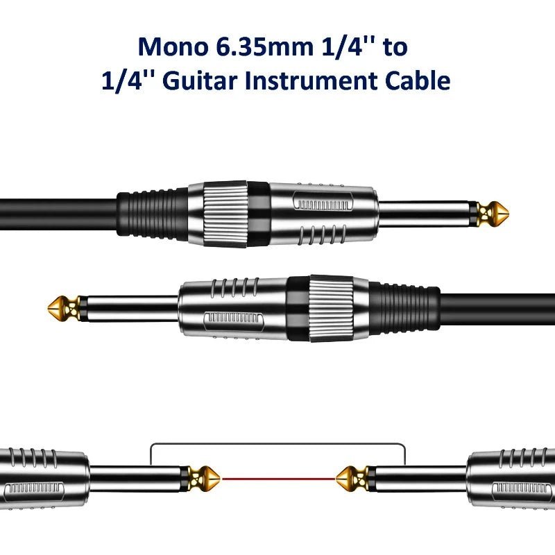 ack 6.5mm TS Guitar Cable Male To Male – 1/4 Inch Instrument Audio Cable, 6.5mm To 6.5mm Aux Cables for Electric Guitar, Mixer, AMP - ZAMAR AUDIO SOLUTIONS