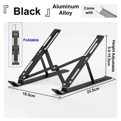 Adjustable Aluminum Laptop Stand – Lightweight, Foldable Desktop Holder for MacBook, Notebooks, Tablets & Cooling - ZAMAR AUDIO SOLUTIONS