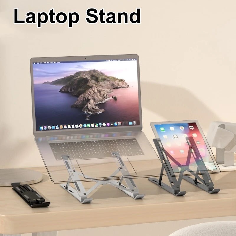 Adjustable Aluminum Laptop Stand – Lightweight, Foldable Desktop Holder for MacBook, Notebooks, Tablets & Cooling - ZAMAR AUDIO SOLUTIONS
