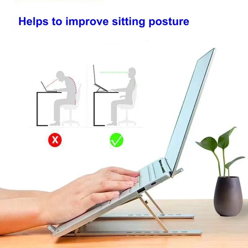Adjustable Aluminum Laptop Stand – Lightweight, Foldable Desktop Holder for MacBook, Notebooks, Tablets & Cooling - ZAMAR AUDIO SOLUTIONS