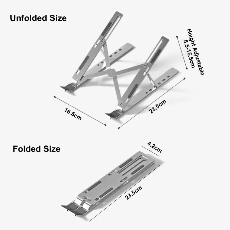 Adjustable Aluminum Laptop Stand – Lightweight, Foldable Desktop Holder for MacBook, Notebooks, Tablets & Cooling - ZAMAR AUDIO SOLUTIONS