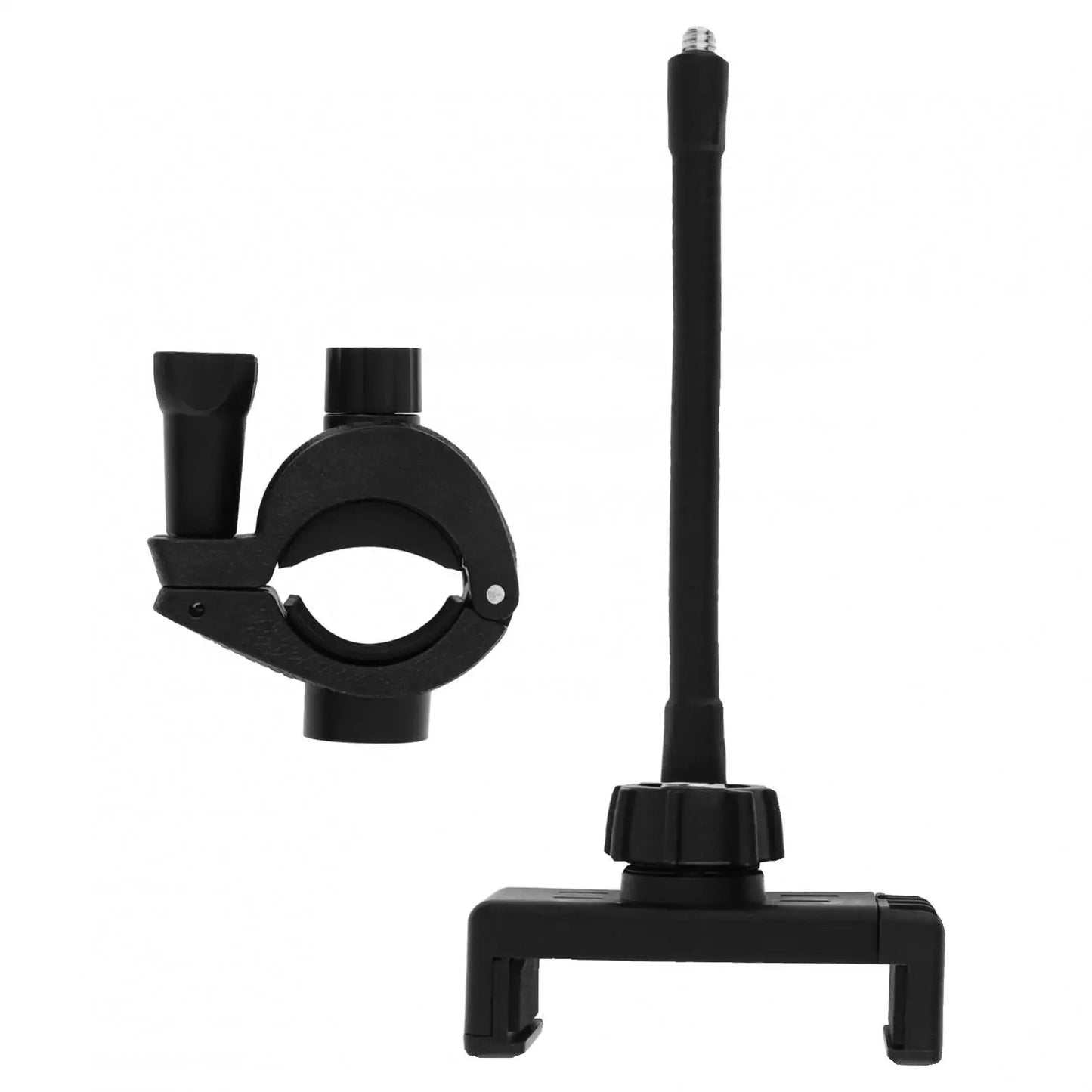 Phone holder for mic stand Kenya – O-ring clamp and gooseneck arm shown separately with phone cradle, all components visible