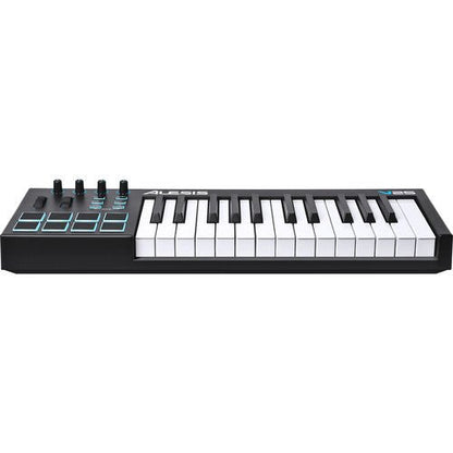 Alesis V25 MIDI controller Kenya right-side angle view showing full 25-key layout, pads and knobs at low profile