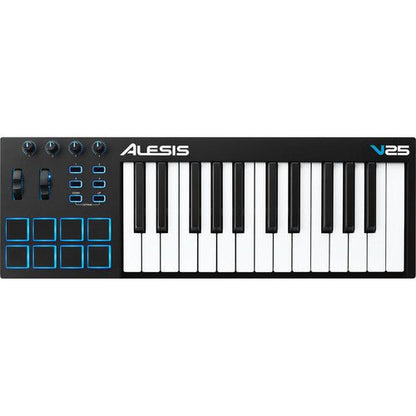 Alesis V25 MIDI controller Kenya top-down flat view showing full control surface, pads, knobs, buttons and keys