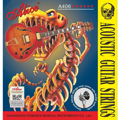Alice A406 guitar strings Kenya — front packaging showing acoustic guitar illustration and ALICE ball-end detail