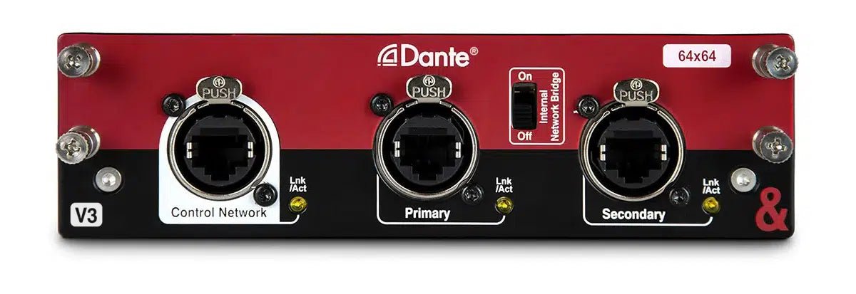 Allen & Heath Dante 64x64 Kenya expansion card front panel — Dante audio for SQ, Avantis & dLive