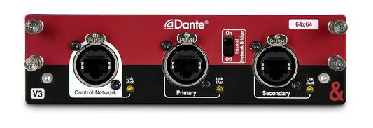 Allen & Heath Dante 64x64 Kenya expansion card front panel — Dante audio for SQ, Avantis & dLive