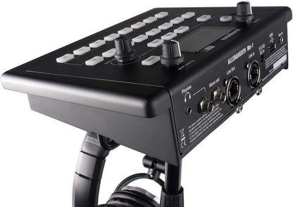 Allen Heath ME-1 Kenya rear-angle on stand showing Phones, Mono Out, Link In, Link Out, USB, and DC In ports