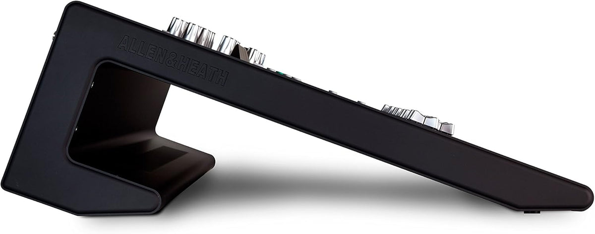 Allen Heath Qu-24 Kenya side profile view showing chassis depth, angled surface and rear support foot