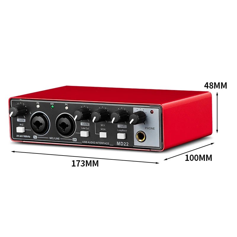 ALLOYSEED MD22 Audio Sound Card – 24 - bit/192 kHz USB Audio Interface with Loopback Monitor for Guitar Equipment, Studio Monitoring - ZAMAR AUDIO SOLUTIONS