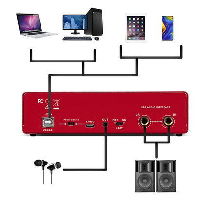 ALLOYSEED MD22 USB Audio Interface – 24-bit/192 kHz Sound Card for Guitar, Studio Monitoring