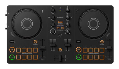 AlphaTheta DDJ-FLX2 DJ Controller front view with Smart Fader