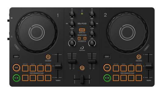 AlphaTheta DDJ-FLX2 DJ Controller front view with Smart Fader