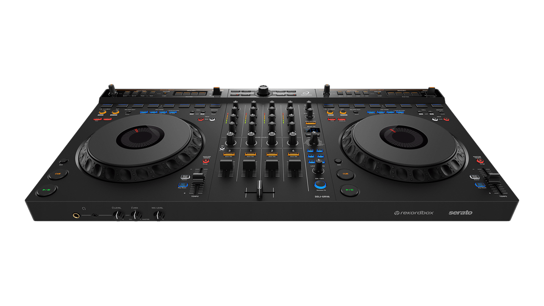 AlphaTheta DDJ-GRV6 DJ controller front view — 4-channel club-style layout