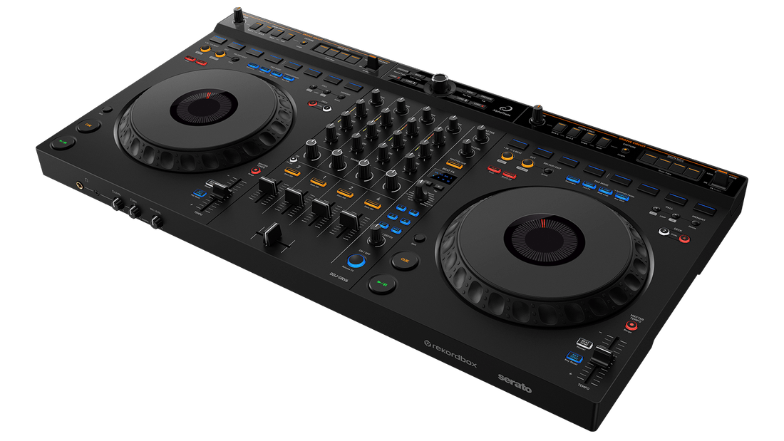 AlphaTheta DDJ-GRV6 DJ controller front view — 4-channel club-style layout