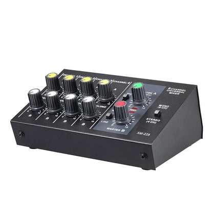 Am-228 Ultra Compact Audio Sound Mixer – Low Noise 8 Channels Mixing Console, DJ Sound Equipment, Home Music Studio, 6.35mm Interface - ZAMAR AUDIO SOLUTIONS