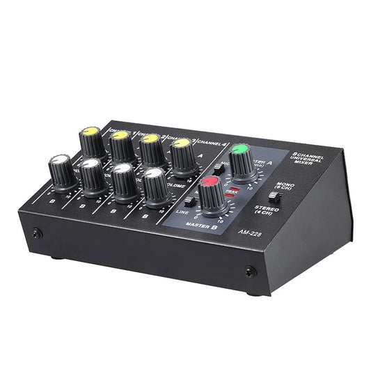 Am-228 Ultra Compact Audio Sound Mixer – Low Noise 8 Channels Mixing Console, DJ Sound Equipment, Home Music Studio, 6.35mm Interface - ZAMAR AUDIO SOLUTIONS