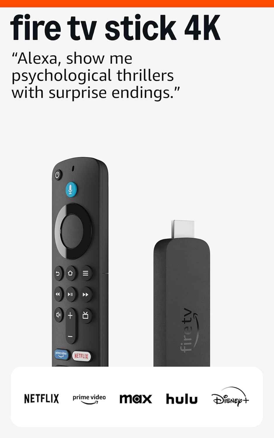 Amazon Fire TV Stick 4K with Alexa Voice Remote on a white background — available in Kenya