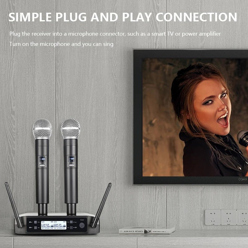 AOIEUUAI Wireless Handheld Microphone System – Matched Pair UHF Condenser Mics for Stage, Karaoke & Live Performances - ZAMAR AUDIO SOLUTIONS