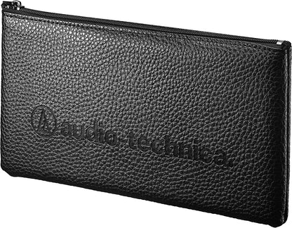 Audio-Technica AT2020 Kenya branded black leather-finish protective zip pouch, front view on white background