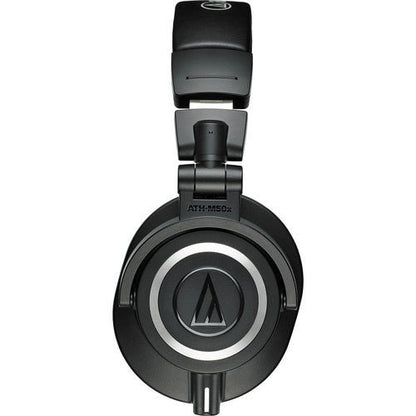 Audio-Technica ATH-M50x Kenya direct side view showing earcup, ATH-M50x model label, and detachable cable port