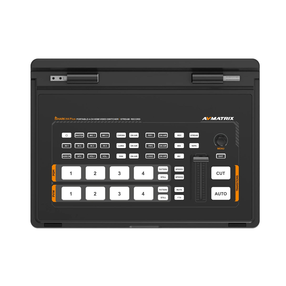 Avmatrix Shark H4 Plus 10.1 inch 4 Channel HDMI Streaming Video Switcher with RTMP/SRT stream & USB disk and SD card Record - ZAMAR AUDIO SOLUTIONS
