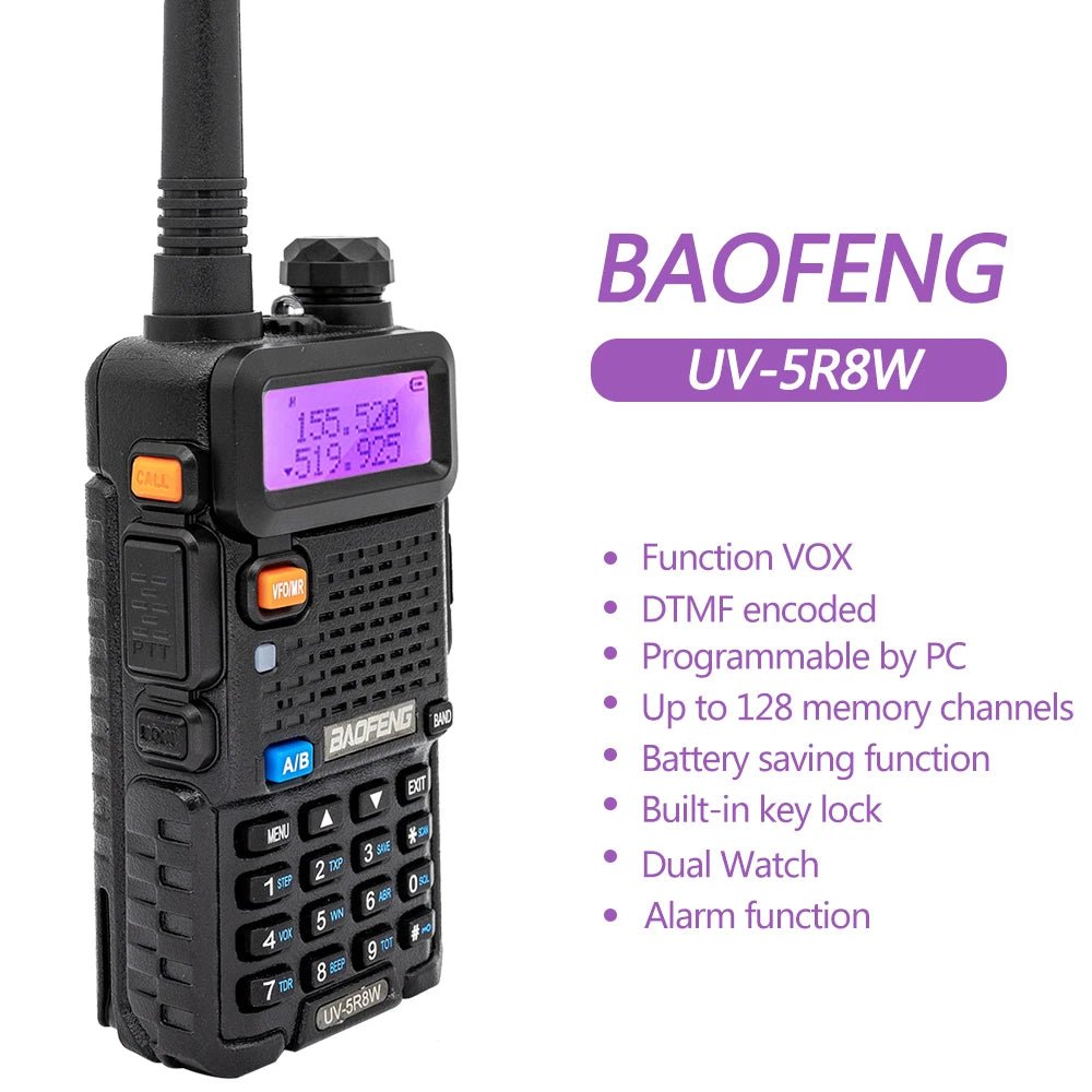 Baofeng UV-5R Dual Band Walkie Talkie – 5W/8W VHF UHF Handheld Transceiver with 128 Channels, FM Radio, and 1800mAh Battery for Staff Coordination and Crowd Control - ZAMAR AUDIO SOLUTIONS
