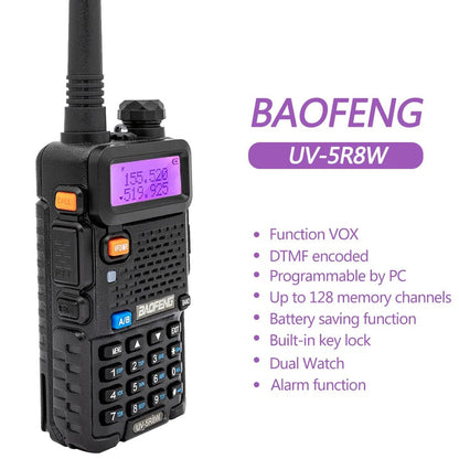 Baofeng UV-5R Dual Band Walkie Talkie – 5W/8W VHF UHF Handheld Transceiver with 128 Channels, FM Radio, and 1800mAh Battery for Staff Coordination and Crowd Control - ZAMAR AUDIO SOLUTIONS